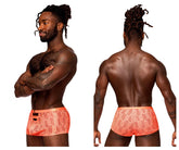 Short à découpes effronté Male Power 125-284 Rude Awakening couleur orange fluo